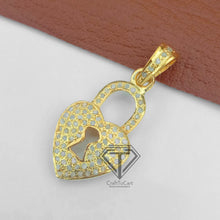 Load image into Gallery viewer, Pave Diamond Heart Lock Charm Pendant - CraftToCart
