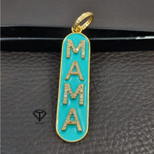 Load image into Gallery viewer, Mother&#39;s Day Gift, Mama Enamel Pendant, Pave Diamond Rectangle Pendant
