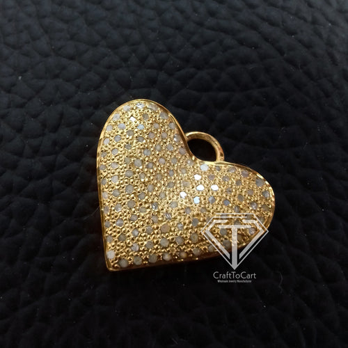 Pave Diamond Heart Charm Charm Pendant - CraftToCart