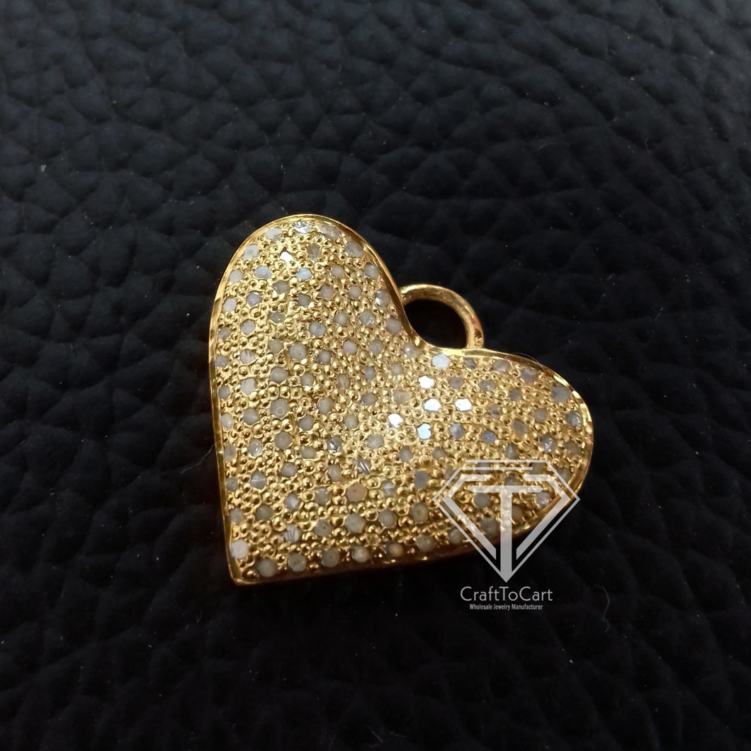 Pave Diamond Heart Charm Charm Pendant - CraftToCart