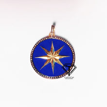 Load image into Gallery viewer, Pave Diamond Star Round Enamel Pendant - CraftToCart
