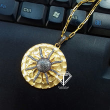 Load image into Gallery viewer, Sun Pendant, Pave Diamond Round Sun Pendant - CraftToCart
