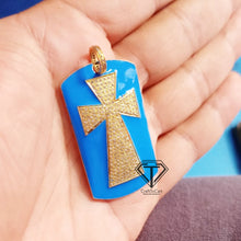 Load image into Gallery viewer, Pave Diamond Rectangle Cross Enamel Pendant - CraftToCart
