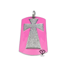 Load image into Gallery viewer, Pave Diamond Rectangle Cross Enamel Pendant - CraftToCart
