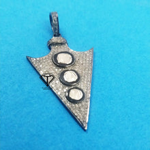 Load image into Gallery viewer, Pave Diamond Arrowhead Enamel Pendant With Polki, Arrow Pendant - CraftToCart
