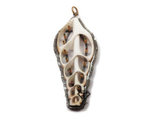 Load image into Gallery viewer, Pave Unique Sea Shell Pendant, 925 Sterling Silver, Pave Diamond Jewelry, Handmade Jewelry
