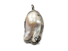 Load image into Gallery viewer, Pave Unique Sea Shell Pendant, 925 Sterling Silver, Pave Diamond Jewelry, Handmade Jewelry
