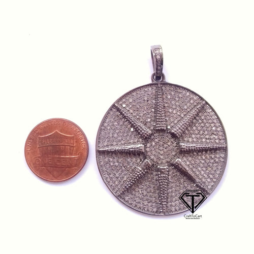 Pave Diamond Round Star Pendant - CraftToCart