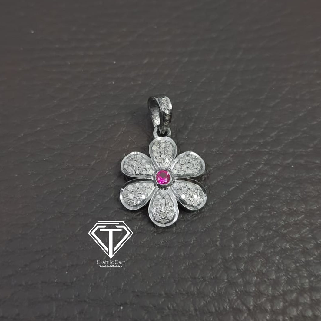 Pave Diamond Flower Pendant - CraftToCart