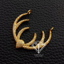 Load image into Gallery viewer, Pave Diamond Antler Charm Pendant - CraftToCart
