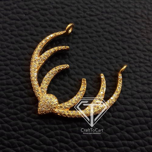 Pave Diamond Antler Charm Pendant - CraftToCart