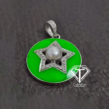 Load image into Gallery viewer, Pave Diamond Round Star Enamel Pendant - CraftToCart
