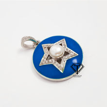 Load image into Gallery viewer, Pave Diamond Round Star Enamel Pendant - CraftToCart
