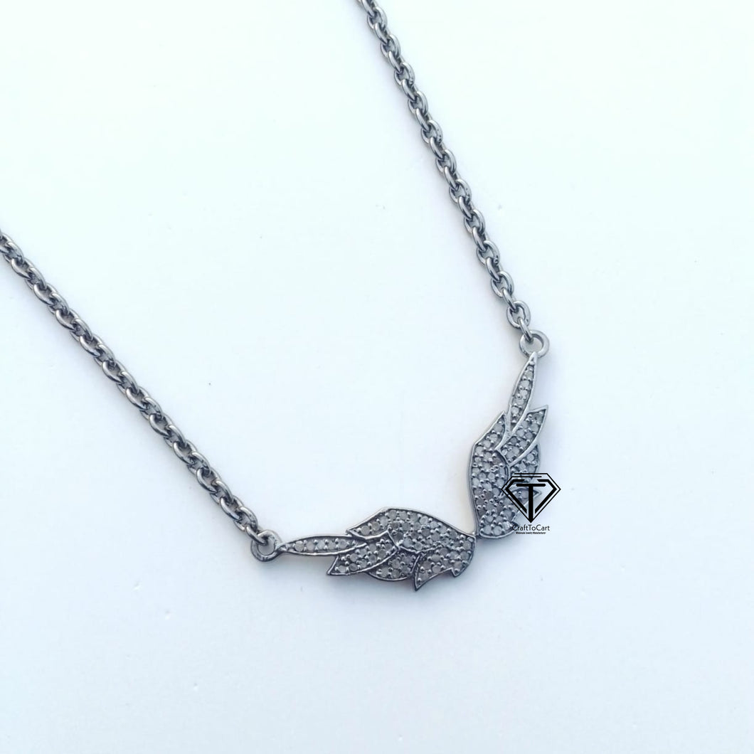 Pave Diamond Fashionable Wing Pendant - CraftToCart