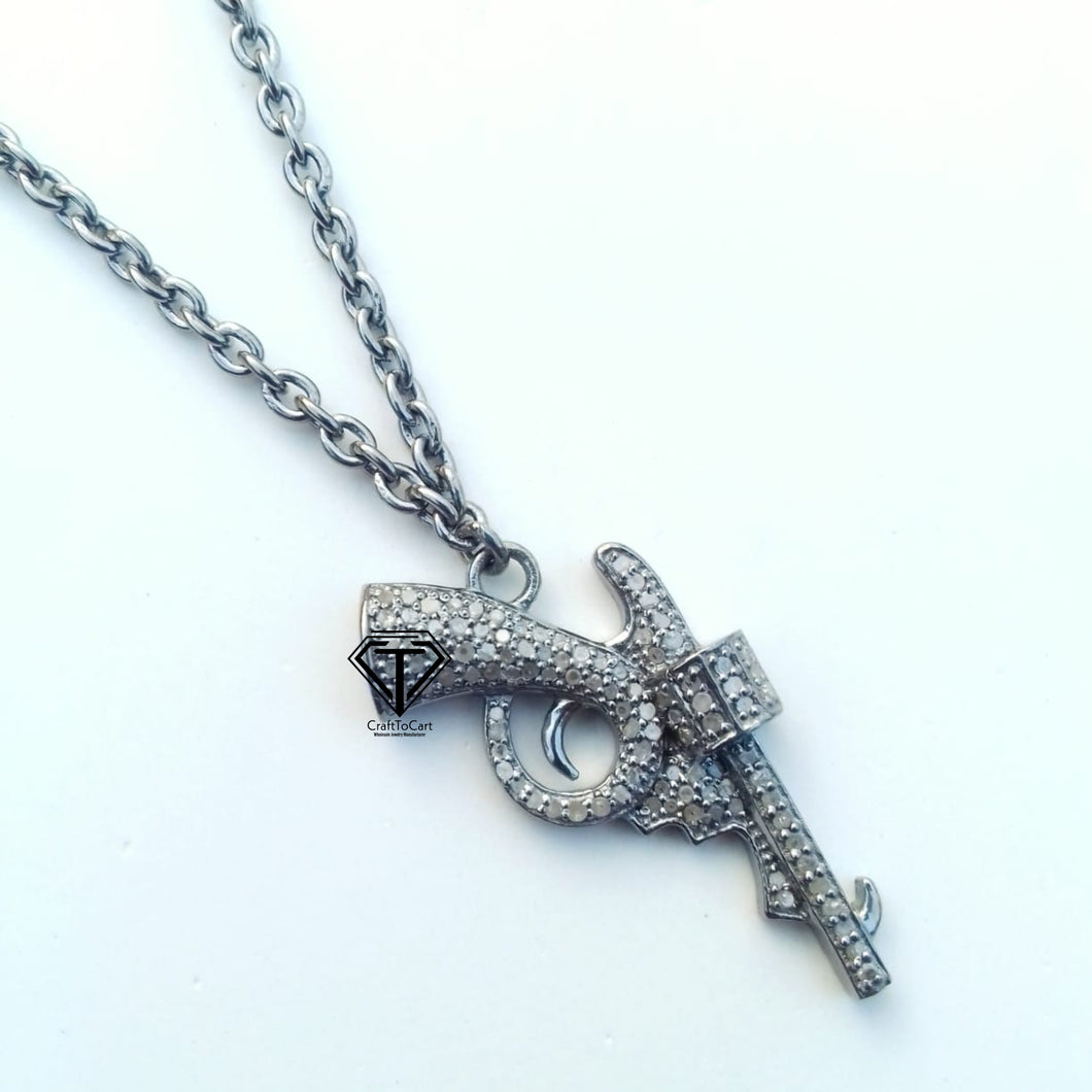 Pave Diamond Gun Pendant - CraftToCart