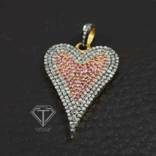 Load image into Gallery viewer, Pave Diamond Heart Pendant, Two Tone Pendant - CraftToCart
