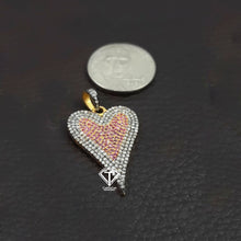 Load image into Gallery viewer, Pave Diamond Heart Pendant, Two Tone Pendant - CraftToCart
