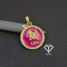 Load image into Gallery viewer, Pave Enamel Zodiac Sign Pendant, Leo Sign Pendant, Pave Diamond Pendant - CraftToCart
