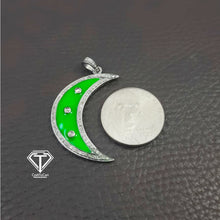 Load image into Gallery viewer, Pave Diamond Moon Enamel Pendant, Diamond Findings - CraftToCart
