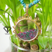 Load image into Gallery viewer, Round Sun Shaker Pendant, Multicolor Round Floating Pendant, Jewelry Findings, Handmade Jewelry
