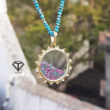 Load image into Gallery viewer, Round Sun Shaker Pendant, Multicolor Round Floating Pendant, Jewelry Findings, Handmade Jewelry
