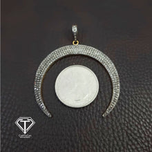 Load image into Gallery viewer, Pave Diamond Moon Pendant, Pave Diamond Pendant, 925 Sterling Silver, Moon Charm Pendant
