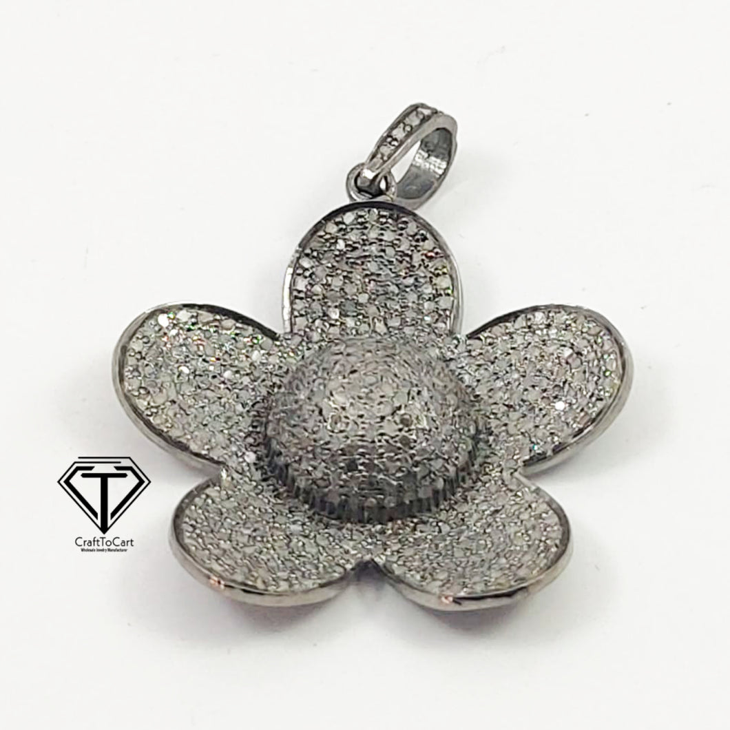 Flower Pendant, 925 Sterling Silver Flower Charm Pendant, Jewelry Findings, Handmade Jewelry