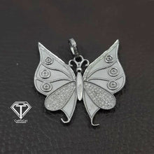 Load image into Gallery viewer, Pave Diamond Butterfly Pendant, 925 Sterling Silver, Diamond Findings
