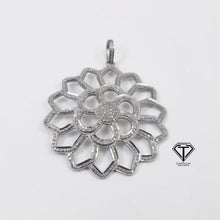 Load image into Gallery viewer, Pave Diamond Round Unique Design Pendant, 925 Sterling Silver, Diamond Findings
