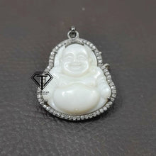 Load image into Gallery viewer, Pave Diamond Handcrafted Buddha Pendant, Mother of Pearl Buddha Pendant
