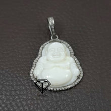 Load image into Gallery viewer, Pave Diamond Handcrafted Buddha Pendant, Mother of Pearl Buddha Pendant
