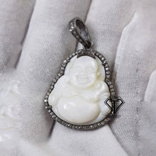 Load image into Gallery viewer, Pave Diamond Handcrafted Buddha Pendant, Mother of Pearl Buddha Pendant
