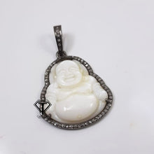 Load image into Gallery viewer, Pave Diamond Handcrafted Buddha Pendant, Mother of Pearl Buddha Pendant
