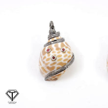 Load image into Gallery viewer, Pave Diamond Sea Shell Pendant With Sapphire, Handmade Jewelry
