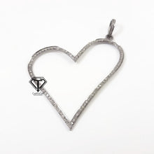 Load image into Gallery viewer, Pave Diamond Heart Pendant, 925 Sterling Silver, Diamond Findings, Pave Diamond Jewelry
