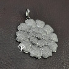 Load image into Gallery viewer, Pave Diamond Flower Pendant, 925 Sterling Silver Flower Charm Pendant
