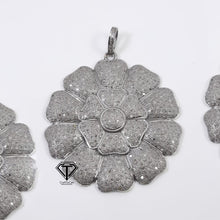 Load image into Gallery viewer, Pave Diamond Flower Pendant, 925 Sterling Silver Flower Charm Pendant
