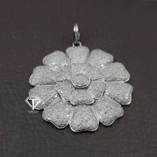 Load image into Gallery viewer, Pave Diamond Flower Pendant, 925 Sterling Silver Flower Charm Pendant
