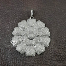 Load image into Gallery viewer, Pave Diamond Flower Pendant, 925 Sterling Silver Flower Charm Pendant
