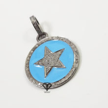 Load image into Gallery viewer, Pave Diamond Star Round Enamel Pendant
