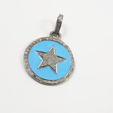 Load image into Gallery viewer, Pave Diamond Star Round Enamel Pendant
