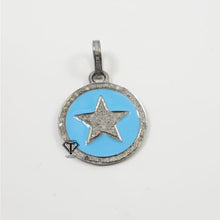 Load image into Gallery viewer, Pave Diamond Star Round Enamel Pendant
