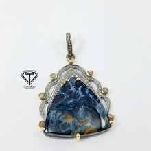 Load image into Gallery viewer, Pave Pietersite Stone Pendant, 925 Sterling Silver, Pave Diamond Jewelry, Handmade Jewelry
