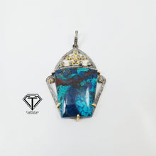 Load image into Gallery viewer, Pave Blue Jasper Stone Pendant, 925 Sterling Silver, Pave Diamond Jewelry, Handmade Jewelry
