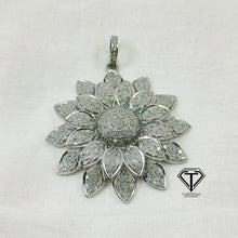 Load image into Gallery viewer, Pave Diamond Flower Pendant, 925 Sterling Silver Flower Charm Pendant, Jewelry Findings, Handmade Jewelry
