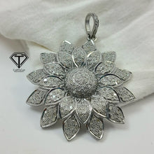 Load image into Gallery viewer, Pave Diamond Flower Pendant, 925 Sterling Silver Flower Charm Pendant, Jewelry Findings, Handmade Jewelry
