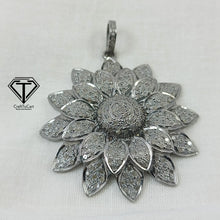 Load image into Gallery viewer, Pave Diamond Flower Pendant, 925 Sterling Silver Flower Charm Pendant, Jewelry Findings, Handmade Jewelry
