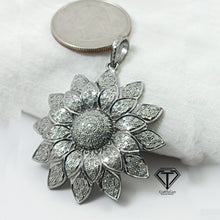 Load image into Gallery viewer, Pave Diamond Flower Pendant, 925 Sterling Silver Flower Charm Pendant, Jewelry Findings, Handmade Jewelry
