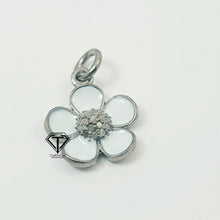 Load image into Gallery viewer, Enamel flower Pendant, 925 Sterling Silver Pave Diamond Enamel Flower Charm Pendant, Enameled Flower Pendant, Diamond Pendant Jewelry
