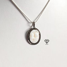 Load image into Gallery viewer, Pave Diamond Mother&#39;s Days Pendant, Mother Of Pearl Stone Pendant
